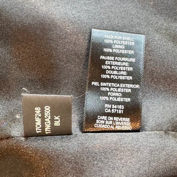 Kenneth Cole Black Faux Fur Coat Plush Soft Quilted Glam Jacket Size Small - Picture 8 of 9